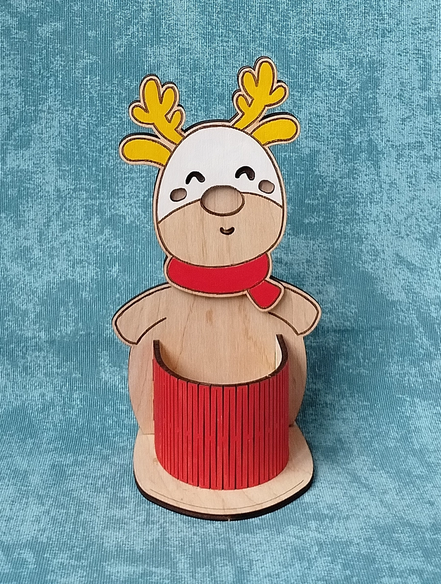 Деревянный рождественский олень с держателем