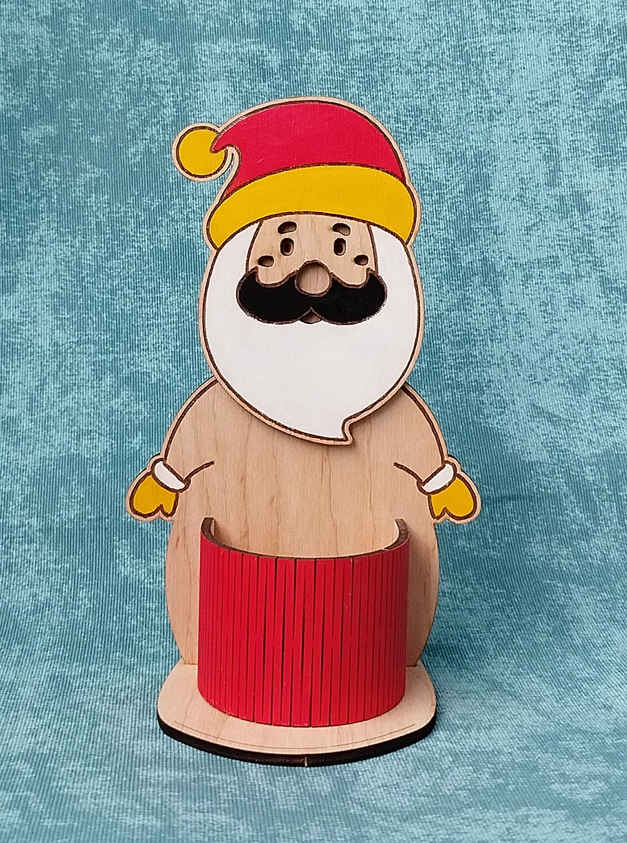 Деревянный Дед мороз с держателем