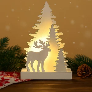 Новогодний светильник «Олень и ёлочки»